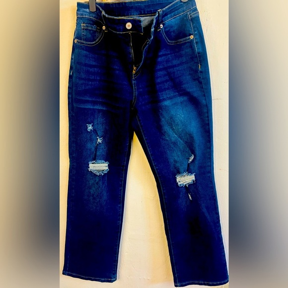 Grapent Denim - GRAPENT Jeans, High Waisted Distressed Straight Leg Ripped, Size 12